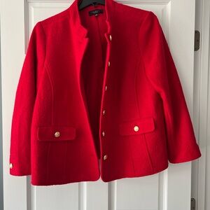 Talbots Vibrant Red Blazer with Gold Accents